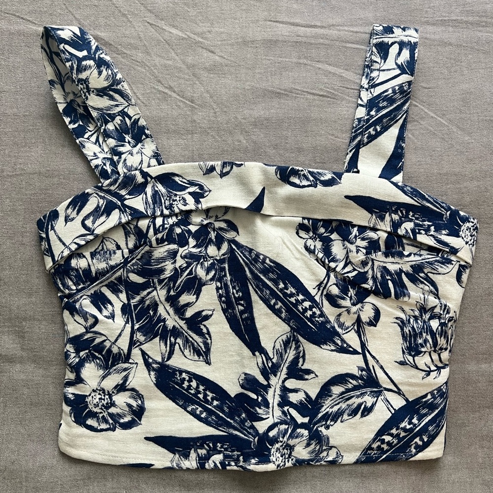 Abercrombie & Fitch Linen-Blend Foldover Set Top NWT